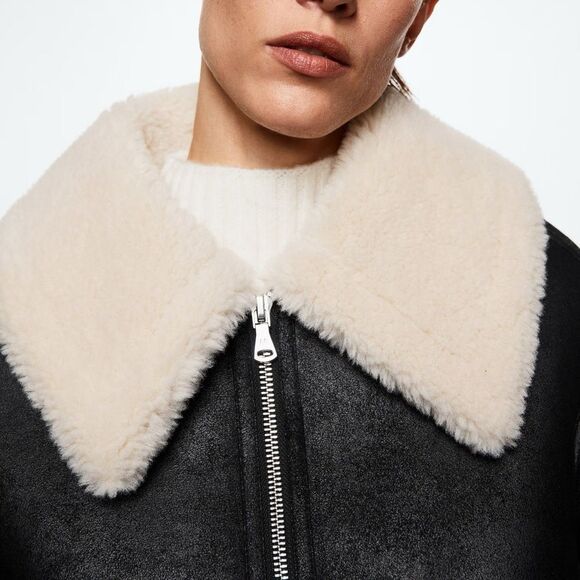 Mango SHEARLING COLLAR JACKET - Picture 6 of 9